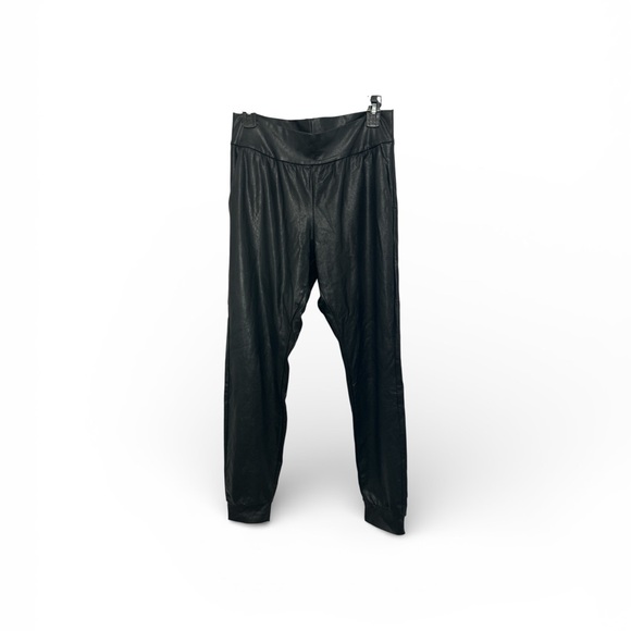 Commando Pants - Womens Black Faux Leather Jogger Pants Commando Size Small